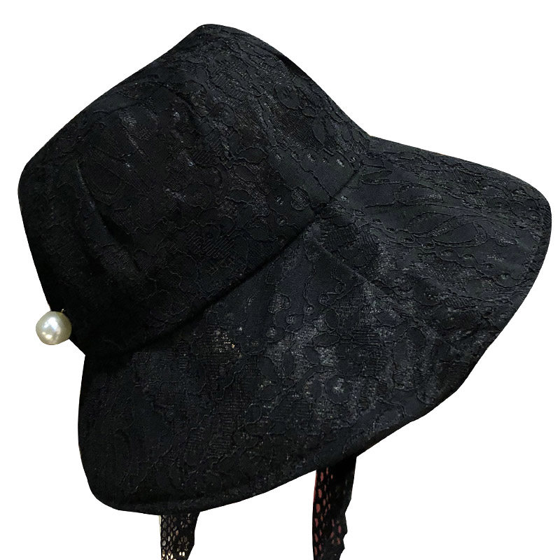 HONG KONG PURCHASING INS LACE STRAP FISHERMAN HAT WOMENS SUMMER THIN BREATHABLE RETRO BASIN HAT LARGE BRIM SUN HAT