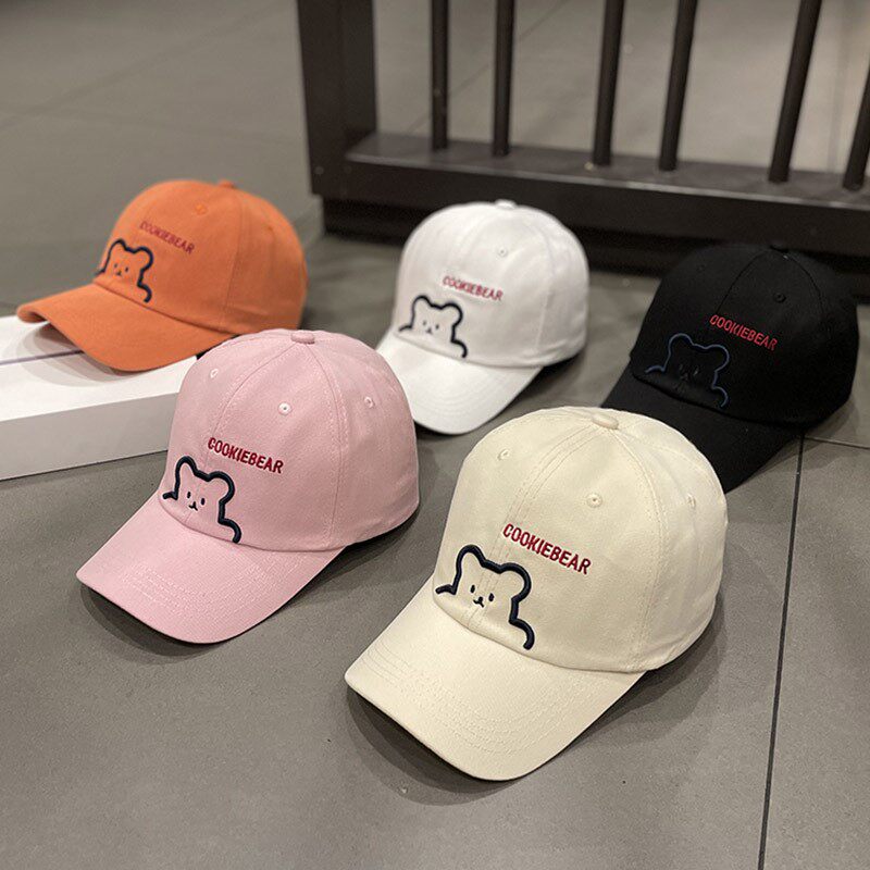 HONG KONG PURCHASING INS HAT FEMALE EMBROIDERY CARTOON BEAR BASEBALL CAP SPRING SUMMER AUTUMN KOREAN VERSION OF THE VERSATILE STREET CAP