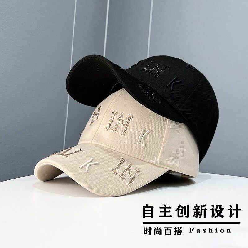 HONG KONG PURCHASING KOREAN VERSION OF INS FASHION DIAMOND-ENCRUSTED THREE-DIMENSIONAL LETTER CAP WOMENS SPRING AND SUMMER VERSATILE INTERNET CELEBRITY BASEBALL CAP