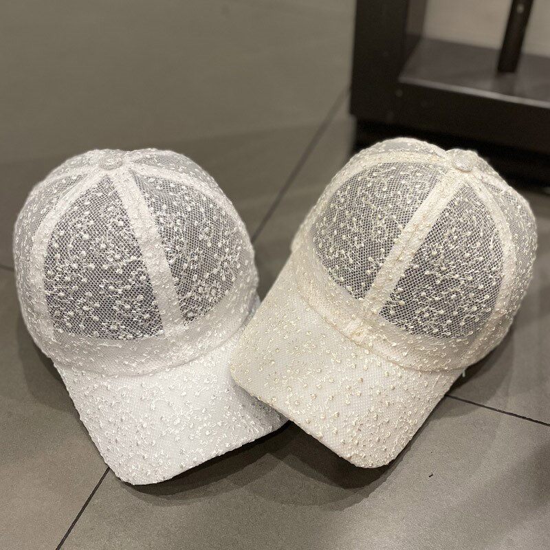 HONG KONG PURCHASING LACE MESH BREATHABLE DUCK TONGUE HAT WOMENS JAPANESE VERSATILE FASHION SPRING AND SUMMER SUNSHADE CURVED BRIM BASEBALL CAP