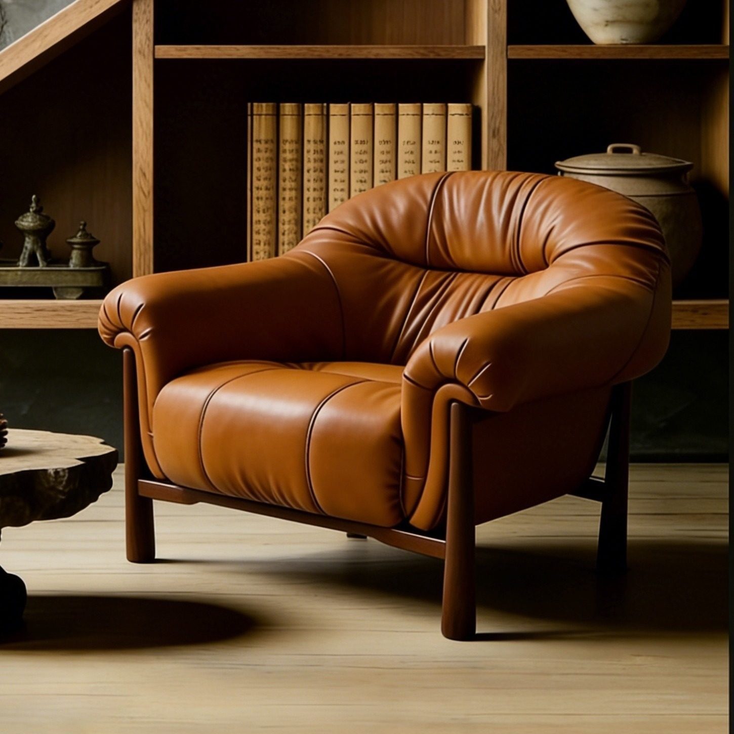 单人沙发椅头层牛皮中古风客厅家用阳台茶椅看书房复古休闲躺椅子,住宅家具,沙发椅,淘宝优惠券,粉丝福利购,淘宝优惠卷