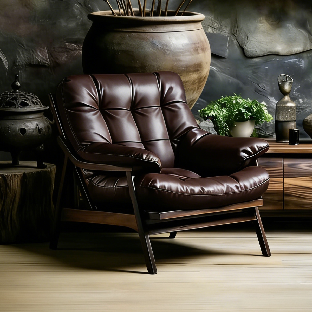 单人沙发椅真牛皮中古风客厅家用书房看书复古设计师休闲高端躺椅