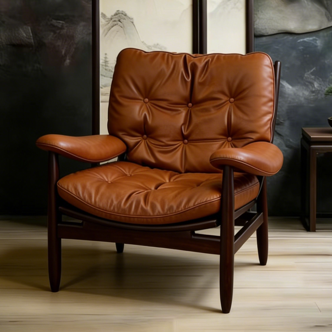 头层牛皮单人沙发椅真皮高端客厅家用茶椅子看书房休闲创意中古风