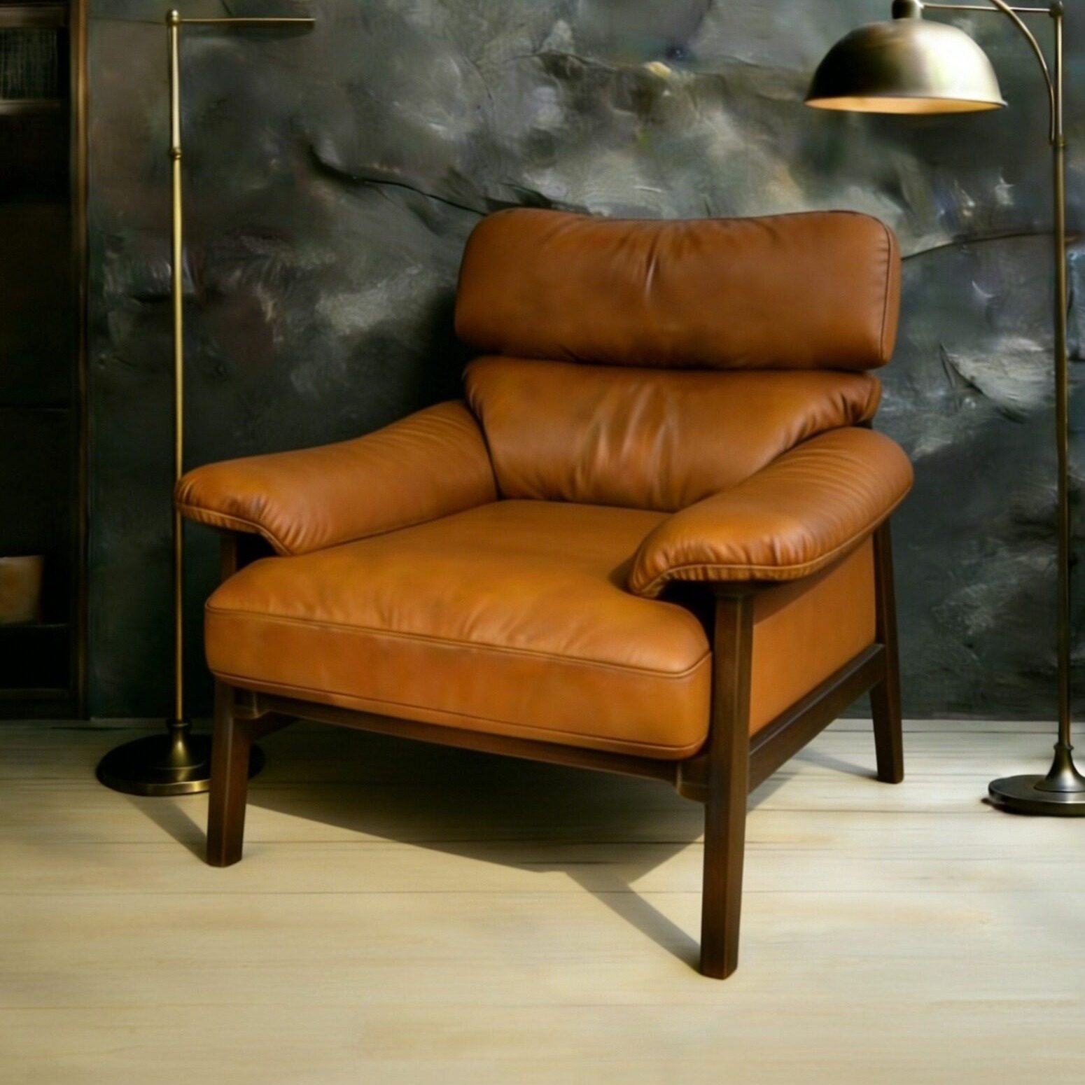 真皮单人沙发椅小户型头层牛皮家用客厅阳台书房中古风休闲茶躺椅