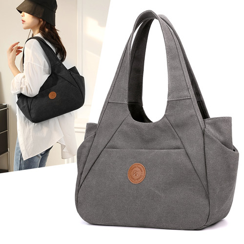 大容量旅行简约托特帆布妈咪包