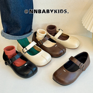 春秋韩版儿童假分趾皮鞋女童公主鞋复古单鞋洋气小女孩浅口瓢鞋潮