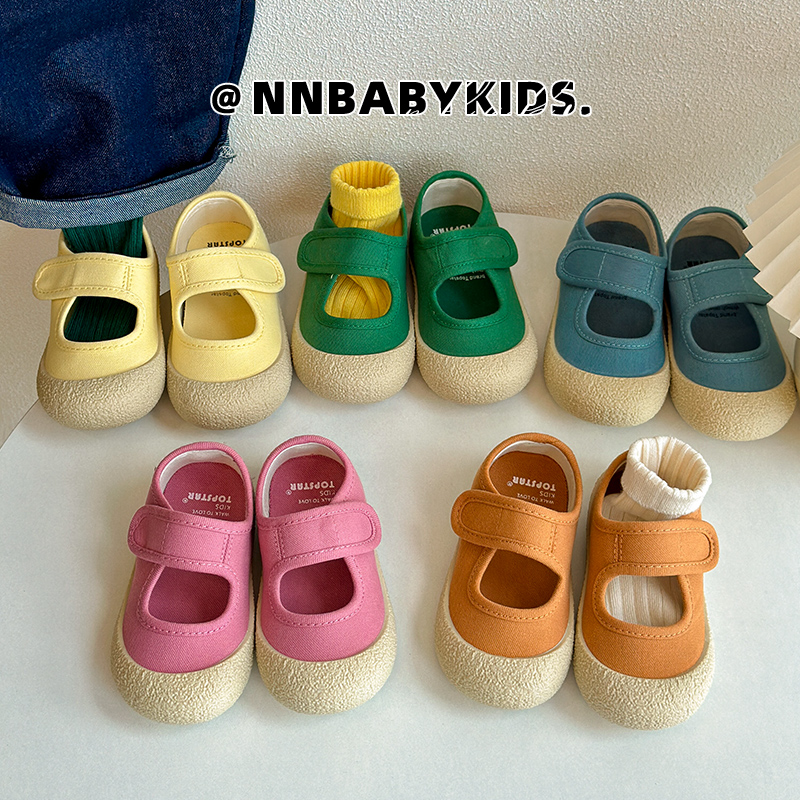 春秋韩版儿童浅口瓢鞋糖果色布鞋