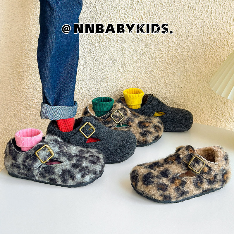 韩版儿童毛呢勃肯鞋冬季保暖男女童二棉豹纹毛毛鞋宝宝加绒豆豆鞋,童鞋/婴儿鞋/亲子鞋,棉鞋,淘宝优惠券,粉丝福利购,淘宝优惠卷