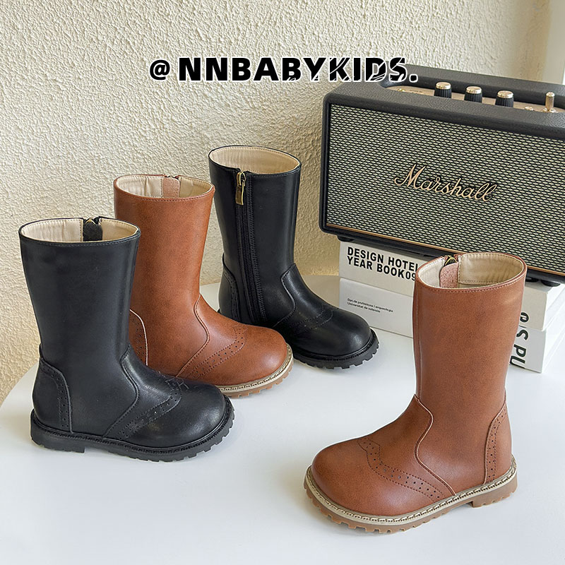 儿童皮靴骑士靴高筒马丁靴单靴