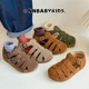男宝包头沙滩鞋 春夏女童磨砂真皮编织罗马鞋 儿童凉鞋 韩版