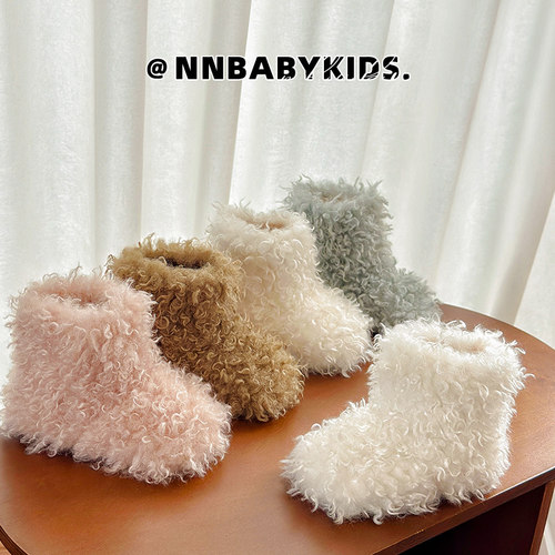 儿童雪怪毛毛靴保暖加绒