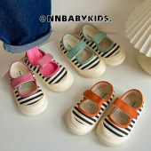 幼儿园软底室内鞋 ts正品 男女童斑马纹瓢鞋 春秋韩版 儿童浅口帆布鞋