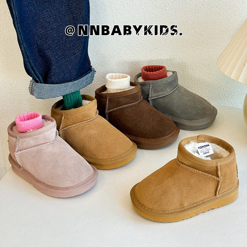 儿童冬季加厚真皮雪地靴低筒棉靴