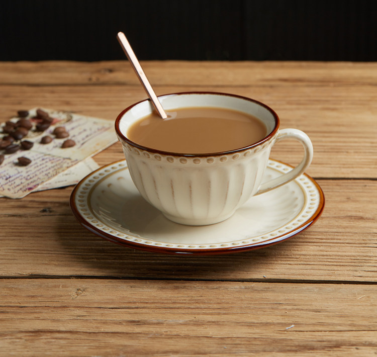 欧式陶瓷咖啡杯碟组合ins风复古浮雕杯轻奢家用创意下午茶套装,餐饮具,咖啡杯,淘宝优惠券,粉丝福利购,淘宝优惠卷