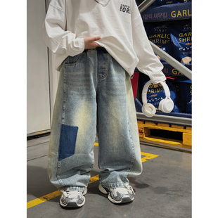 儿童牛仔裤子男童2026春装新款男孩韩版百搭长裤胖宝宝宽松阔腿裤