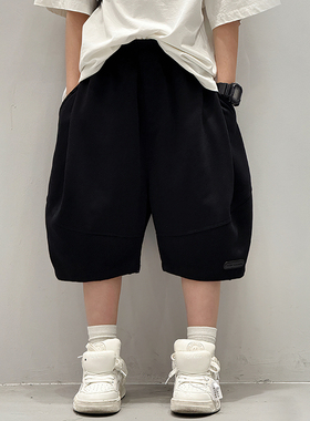男童短裤儿童裤子夏季薄款男孩夏装夏外穿休闲裤黑色中大童中裤潮