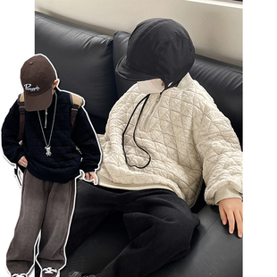 童装男童加厚卫衣儿童秋冬装洋气保暖宝宝冬季圆领长袖绗棉上衣潮