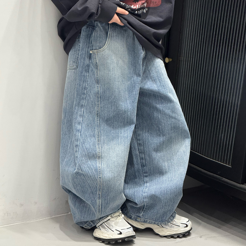 儿童春秋牛仔裤男童休闲直筒裤2025新款宝宝裤子男孩洋气宽松长裤