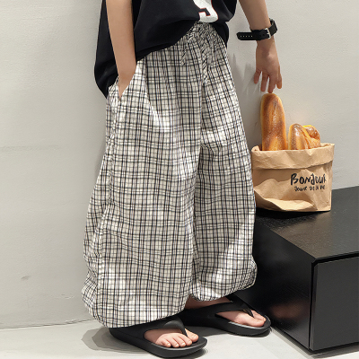 (断码浮力）男童夏季裤子新款夏装儿童格子长裤中大童防蚊裤