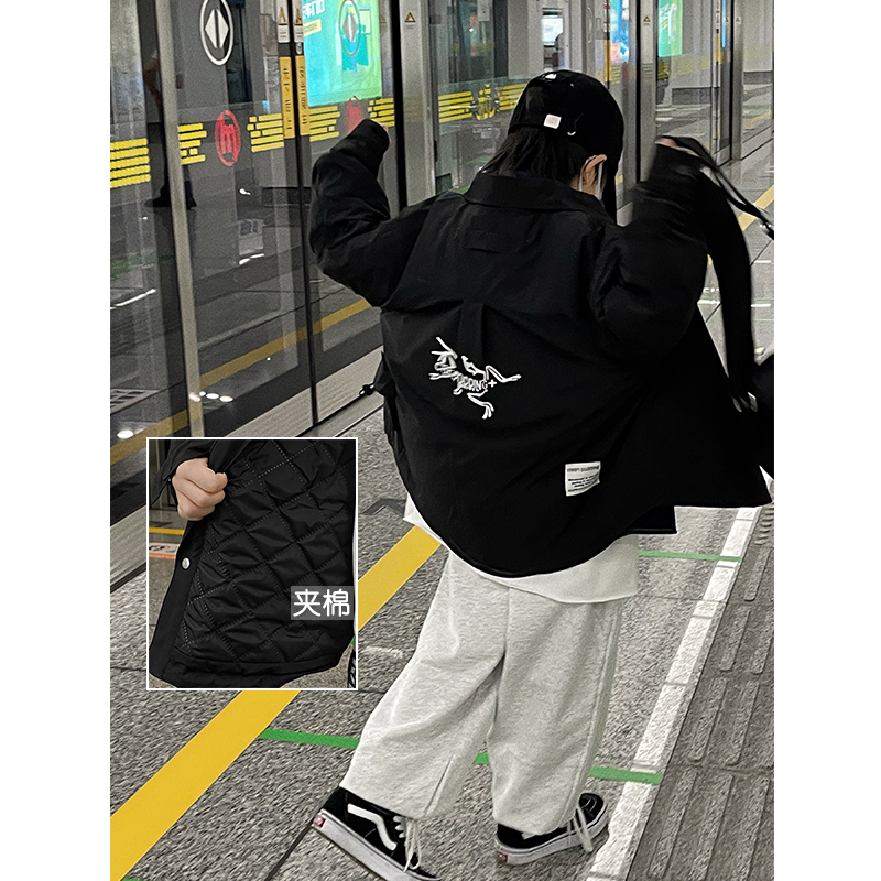 男童夹棉外套秋冬2023新款洋气儿童冬季衣服宝宝休闲夹克韩版棉服