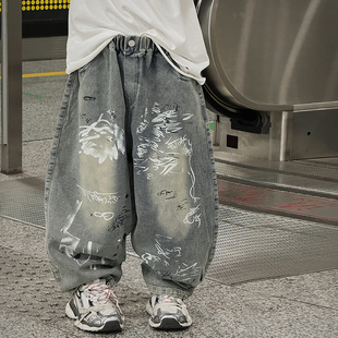 儿童牛仔裤子男童2026春装新款胖宝宝宽松阔腿裤男孩韩版百搭长裤