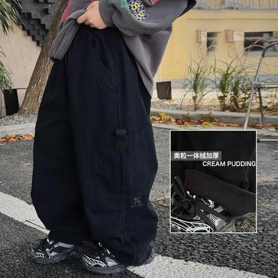 男童冬季加绒裤子奶油布丁