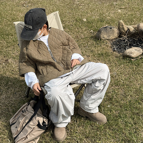 男童夹棉马甲儿童夹克冬季中大童加厚外套胖宝宝菱形格上衣拉链衫