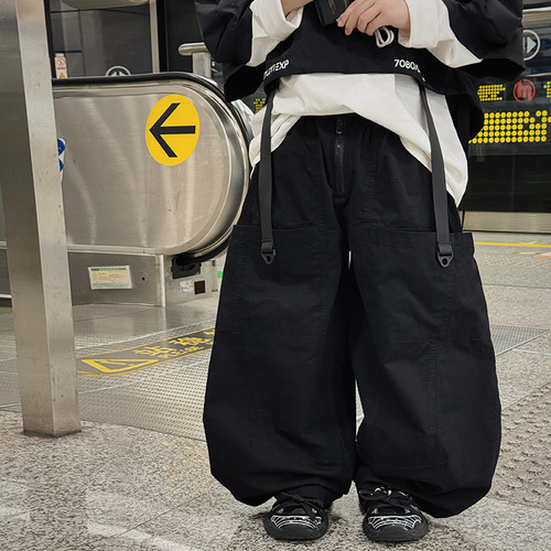 男童工装裤春秋款2026新款儿童休闲运动裤子男孩春装韩版阔腿裤潮