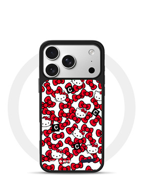 [Magsafe磁吸]可爱满屏红色凯蒂猫适用苹果17Promax手机壳16Promax小众高级感黑边亚克力15肤感玻璃14新款17p