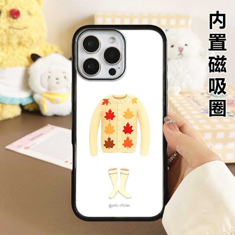 [Magsafe磁吸]卡其毛衣适用苹果17Promax手机壳16Promax小众高级感15不撞壳新款黑边亚克力新款小众17pro
