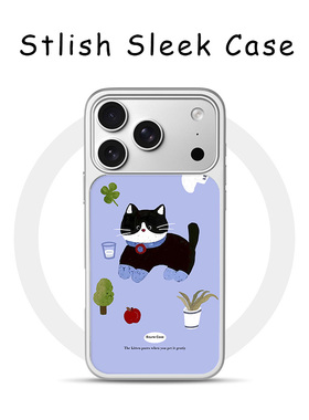 [Magsafe磁吸]可爱紫色黑猫咪适用苹果17Promax手机壳16Promax小众高级感电镀银亚克力15肤感玻璃新款软边17p