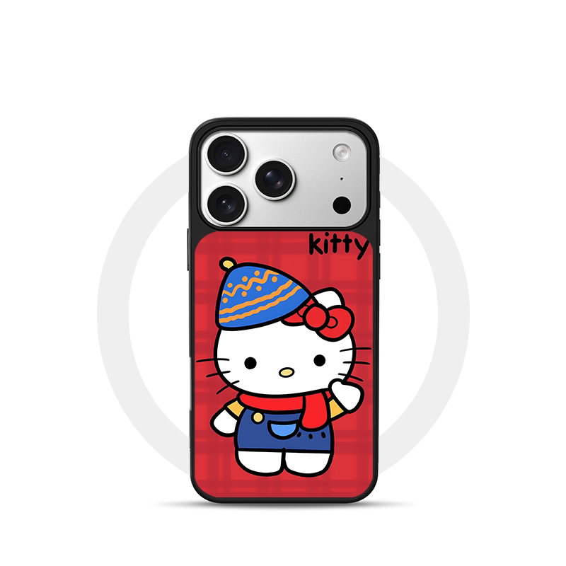 红色圣诞帽KT猫适用苹果18promax磁吸手机壳潮牌iPhone17promax电镀银新款亚克力软边16个性小米17不撞壳肤感