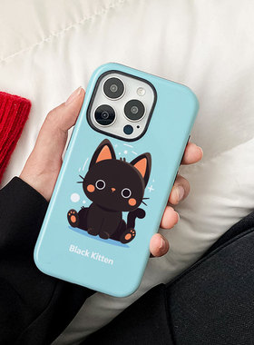[Magsafe磁吸]可爱绿色橙黑猫适用苹果17Promax菲林磁吸二合一手机壳16Promax潮牌超火插画新款动漫防摔ins