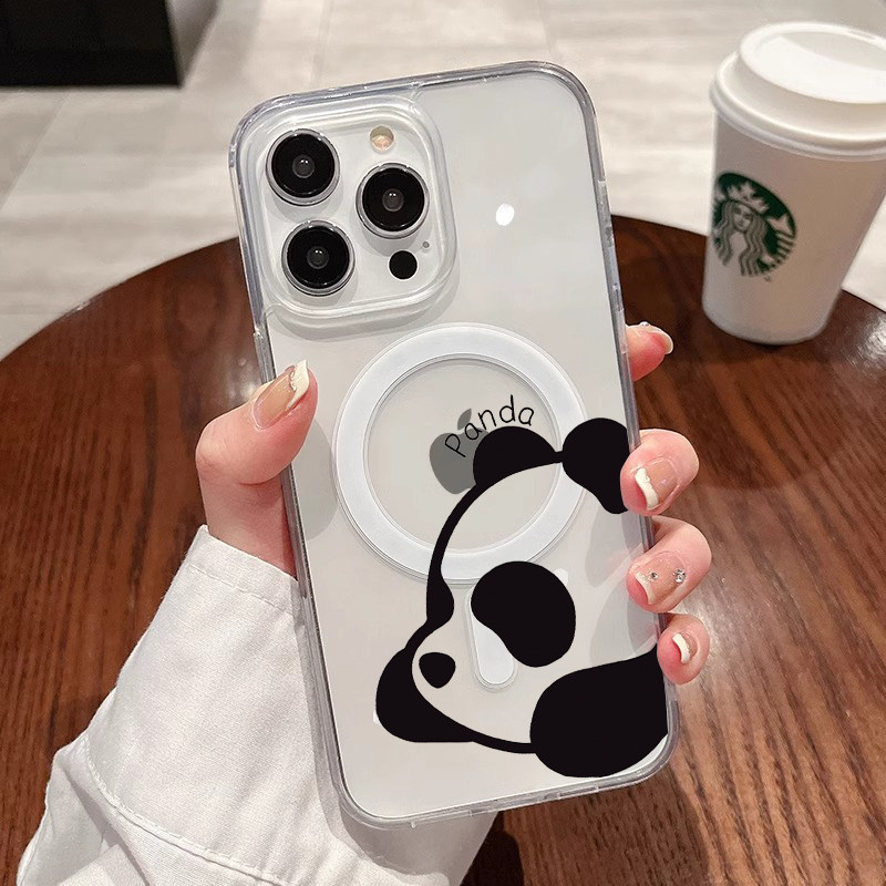 [Magsafe磁吸]熊猫适用苹果16Promax透明磁吸软壳15Promax手机壳潮牌14小众高级感11不发黄新款xsmax