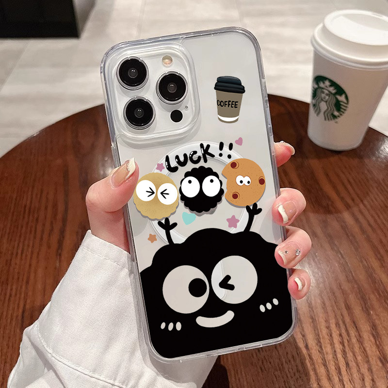 [Magsafe磁吸]咖啡小煤球适用苹果16Promax透明磁吸软壳15Promax手机壳潮牌14小众高级感11不发黄新款xsmax