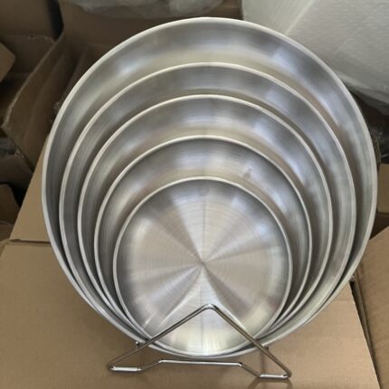 Alin不锈钢圆盘韩式加厚烧烤菜盘骨碟咖啡厅托盘蛋糕盘水果盘浅盘