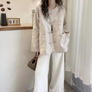 欧洲站2025早春新款欧货时尚气质新中式国风印花短外套女春秋上衣