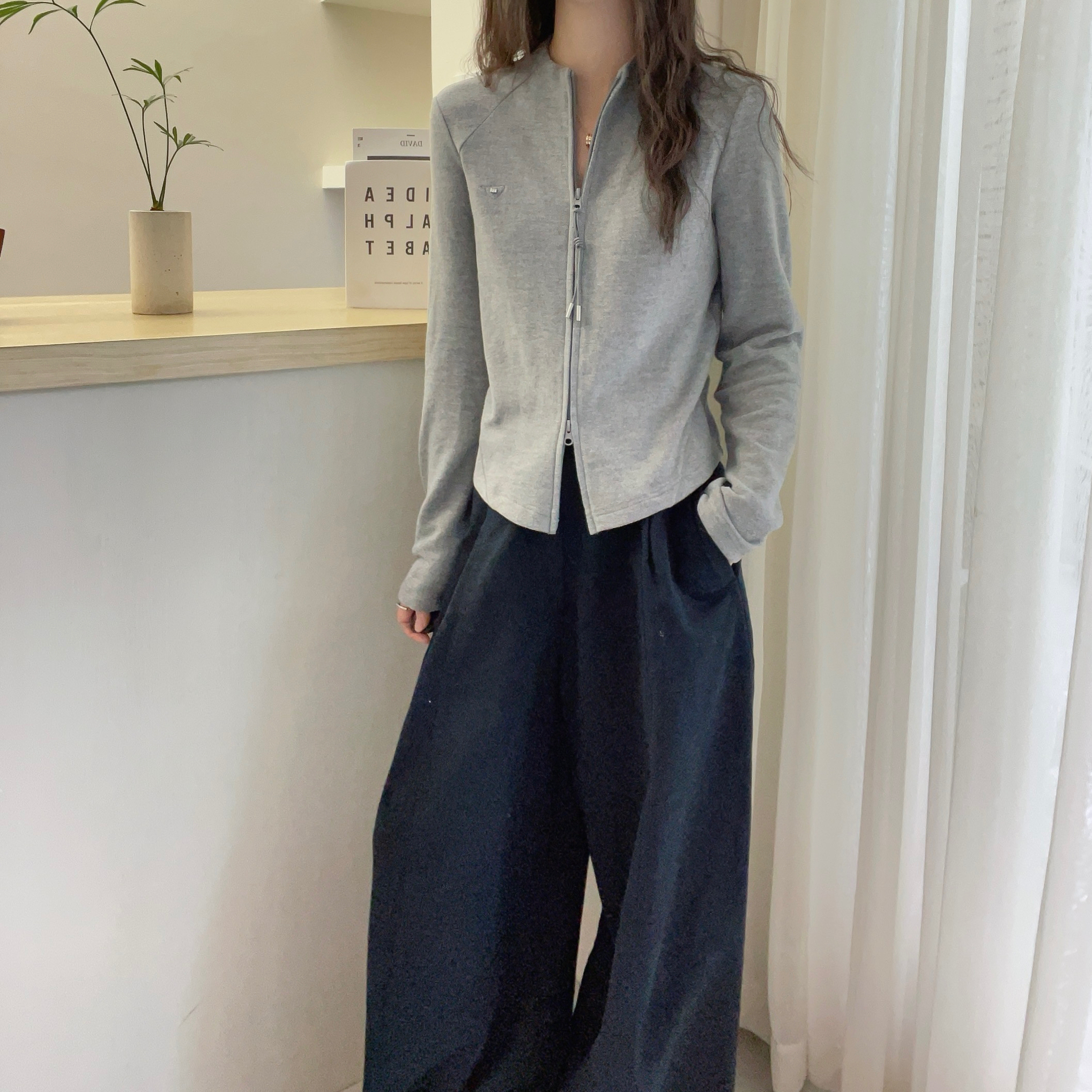 欧洲站2025秋季新款欧货立领拉链德绒卫衣开衫女短款运动休闲上衣