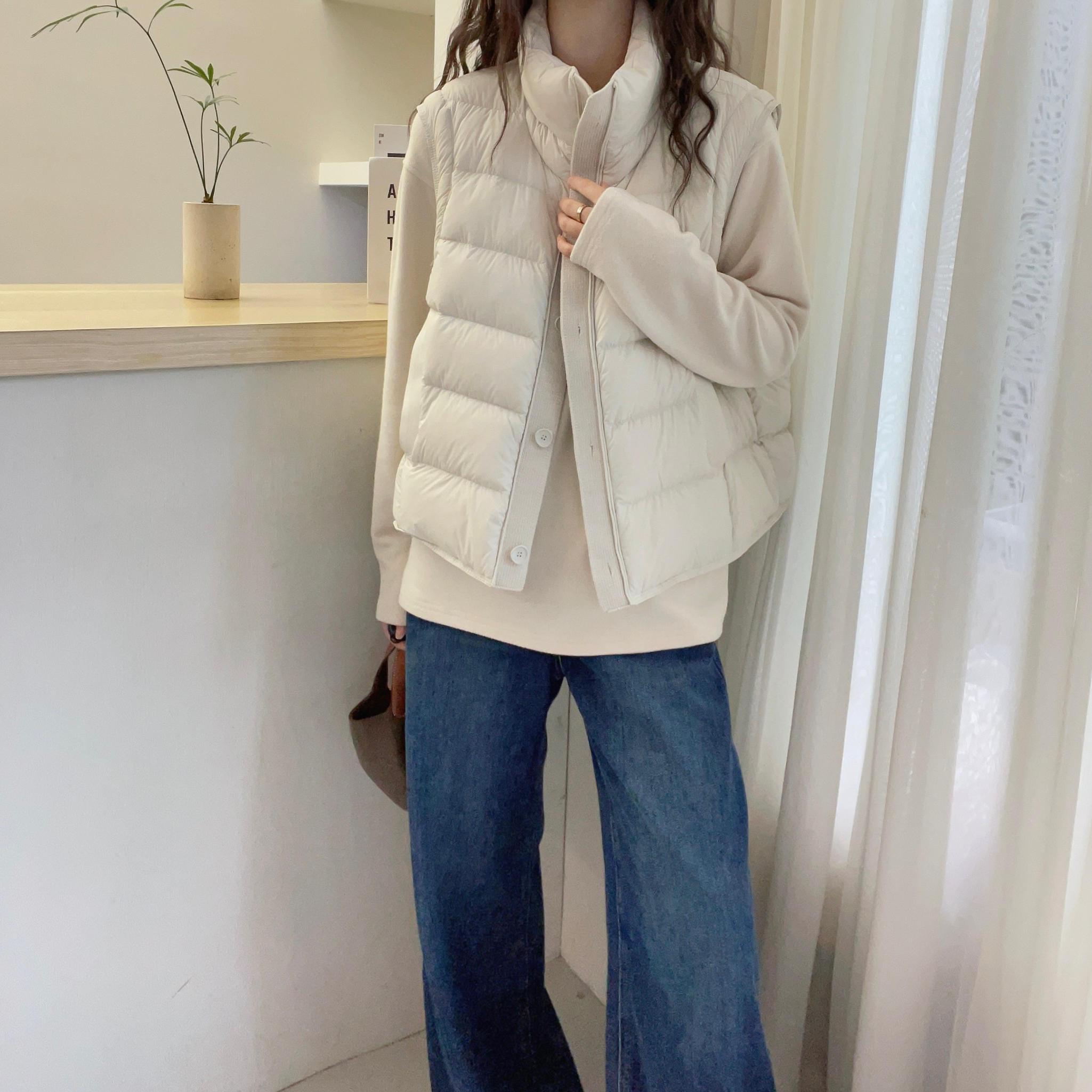 欧洲站2025秋季新款欧货潮立领拼接羽绒马甲女宽松显瘦无袖坎肩女