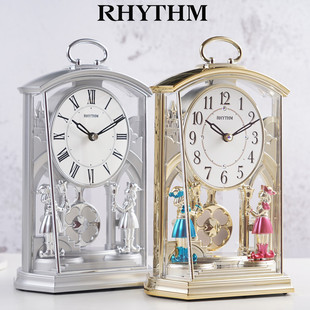 现代简约水晶摆动创意客厅卧室床头4RP796 RHYTHM日本丽声座钟时尚