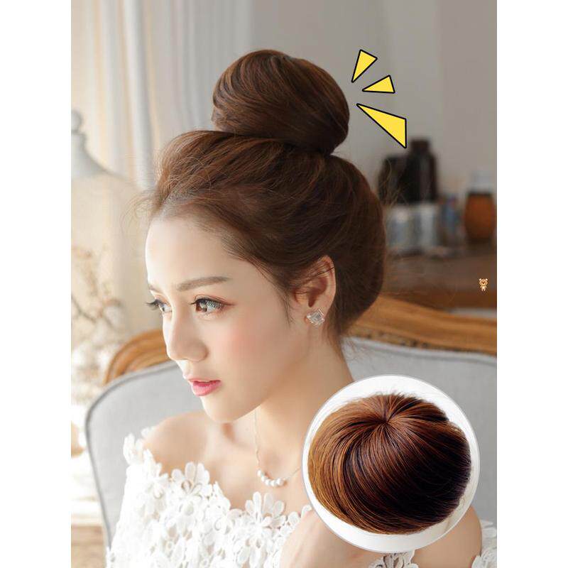 。Парик сумка невеста тарелка пучок для волос кольцо из настоящих волос парик с шаровой головкой Ханфу парик сумка аксессуары для волос бутон цветка голова древний Изображение 1
