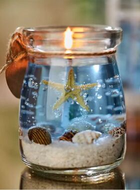 Candle 水晶果冻蜡海洋生日蜡烛香薰礼物装饰无烟透明造型小蜡烛