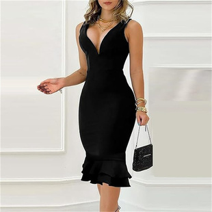 Summer Bodycon Dress Woman V-Neck Backless Sexy Party Dress