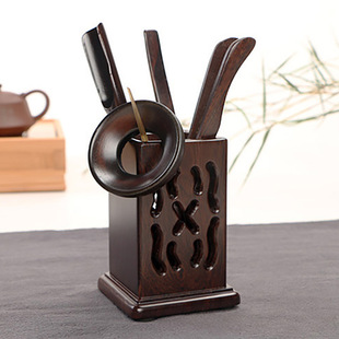 黑檀六君子实木茶道套装茶盘茶具配件泡茶工具五件套手工