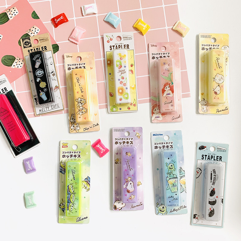 日本文具 便携迷你订书机 迪斯尼卡通系列 限量款学生用创意文具