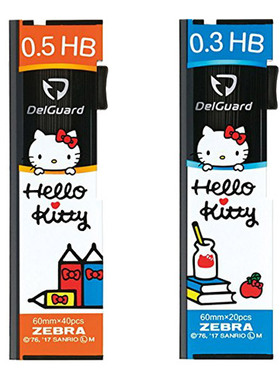 日本ZEBRA斑马 DelGuard 高纯度铅芯 HB 0.5mm 0.3mm Kitty限定