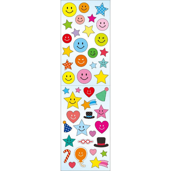 日本PINE BOOK贴纸 纸胶带素材 2种图案 6枚入 笑脸和星星