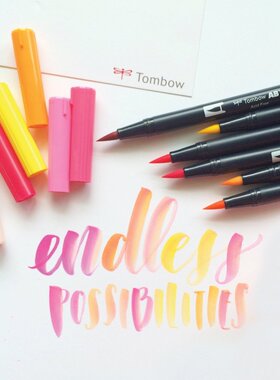 日本蜻蜓TOMBOW ABT双头水彩笔花体英文手帐BRUSH软毛笔96色链接2