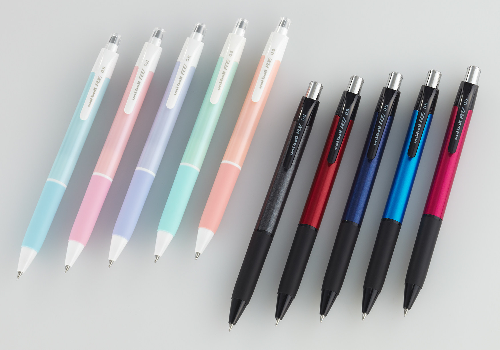 日本三菱 uni-ball r:e 按动式可擦笔 0.5mm黑芯 糖果色 金属色