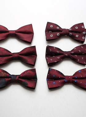 男士领结新郎伴郎司仪主持人正装西服韩版新潮酒红色深红色领结CS